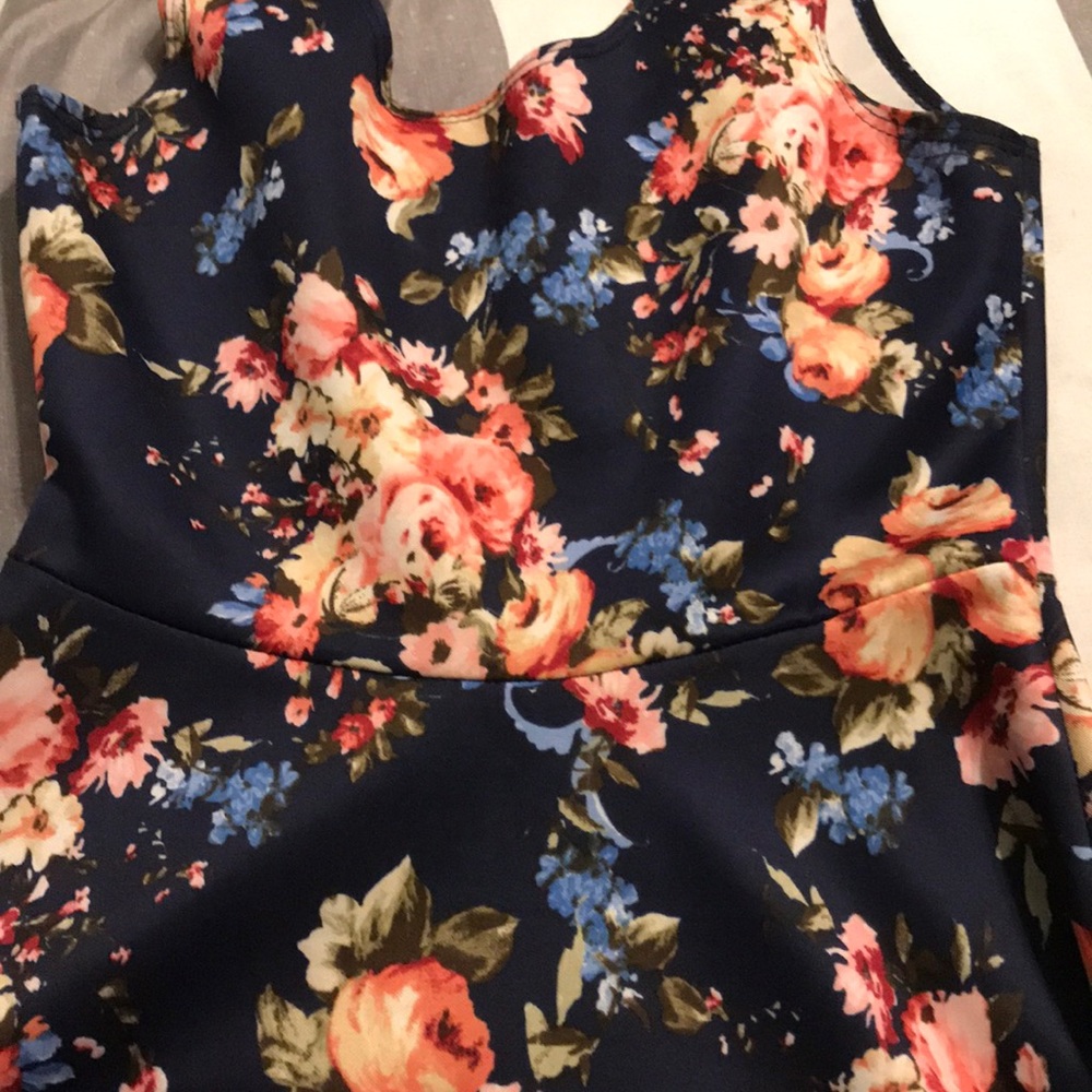 floral navy blue dress